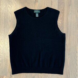 LAUREN Ralph Lauren Womens 100% Cashmere Sweater Vest Black Size Large